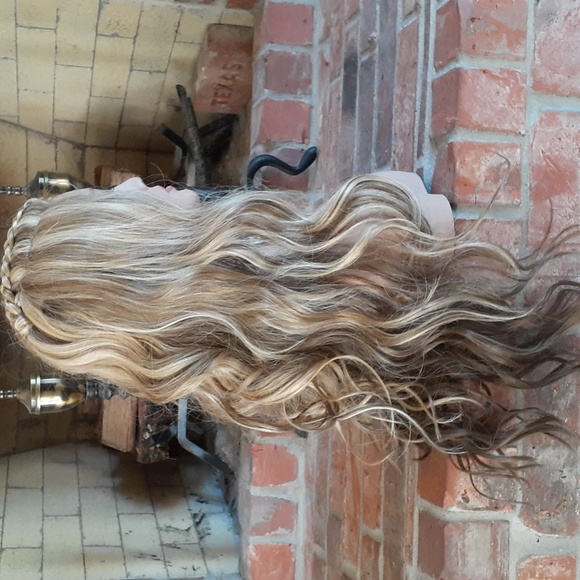 Long Two Toned Blonde W/ Braides Lacefront Wig - Picture 7 of 9